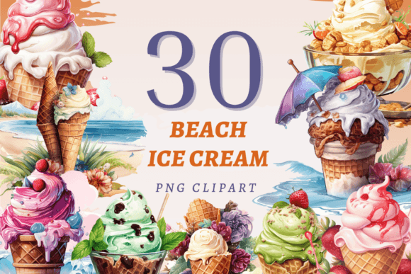 Beach Ice Cream PNG Bundle for Creative Projects