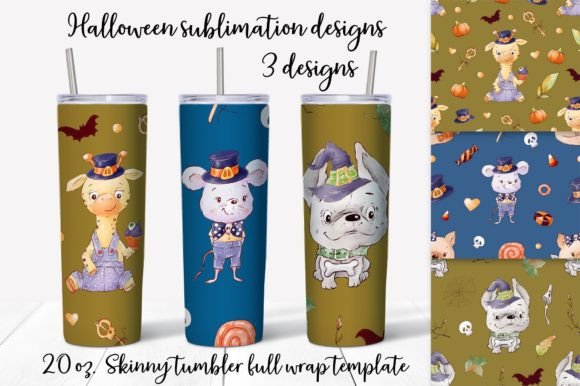 Cute Halloween Sublimation Design: Watercolor Charm for Tumbler Crafts