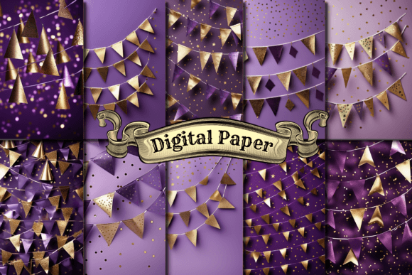 Gold Foil Bunting Party Banner: Premium Digital Patterns for Creatives