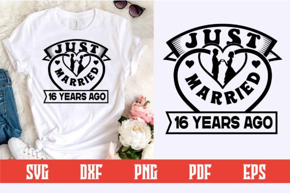 Just Married 16 Years Ago SVG Design