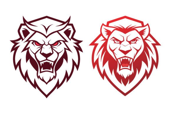 Minimalist Outline Angry Lion Logo Vector