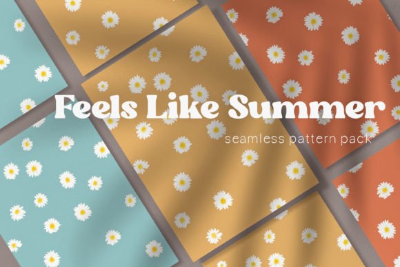 Retro Summer Daisy Seamless Patterns